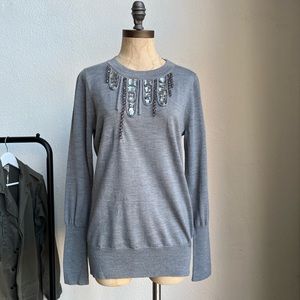 J. CREW EMBELLISHED PULLOVER SWEATER